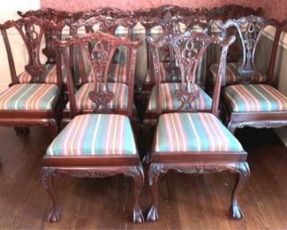 381 - 10 Chippendale Style Dining Chairs 40" x 22" x 20"