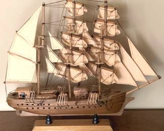 443 - Wood Model Ship - 18" x 18"