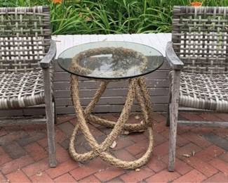 313 - Patio Set - 2 Chairs & Side Table Chairs - 33" x 18" x 24" Table - 24" x 24"