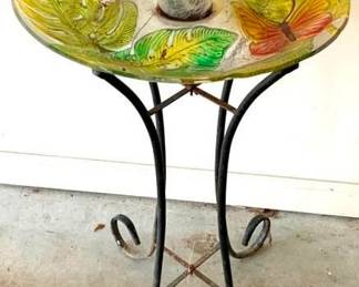 55 - Glass Bowl Bird Bath - 25" x 18" x 18"