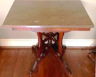 446 - Marble Top Table - 22" x 30" x 28"