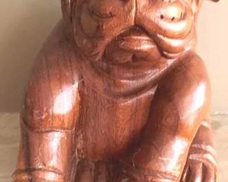 456 - Wood Bulldog Statue - 10" Tall