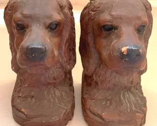 357 - 2 Dog Bookends - Chalkware - 7"