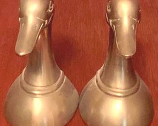 356 - 2 Brass Duck Bookends - 7" Tall