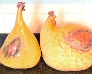 122 - 2 Rooster Figures - 12" x 5"