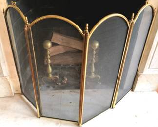 424 - Fireplace Screen & Andirons - 32" x 34"