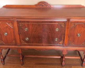 166 - Depression Era Carved Buffet 37x60x21