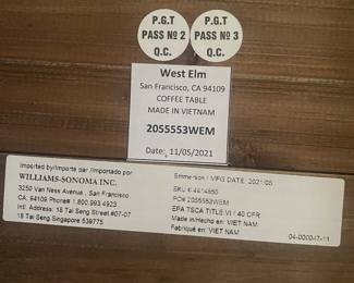 West Elm William Sonoma reclaimed wood coffee table
