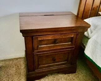 Two matching universal furniture end tables with cedar line drawers