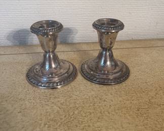 Vintage Gorham braided pattern, sterling silver candle holders