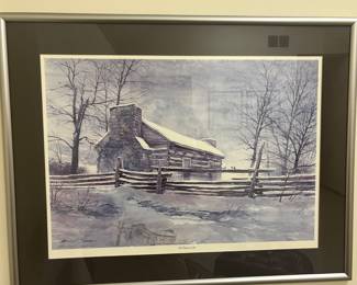 Michael Sloan signed print “Old Hickery’s Cabin”