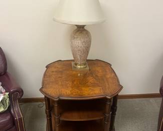 End table and marble lamp