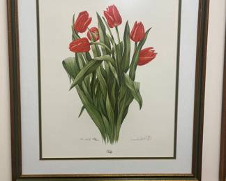 Manabu Saito signed floral watercolor print. Daffodil print also available.