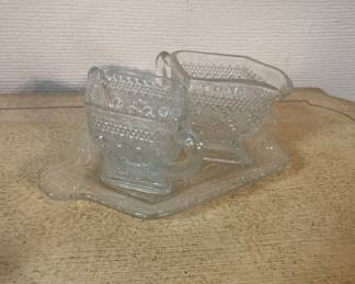 Indiana Glass Tiara sugar and creamer set with Trey