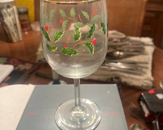 Set a four Lennox Holiday wine glasses