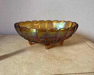 Early 1900s Amber carnival glass fruit bowl
