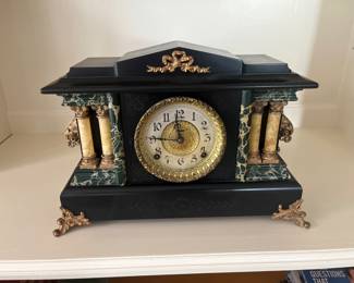 Beautiful antique mantle clock with marble accents