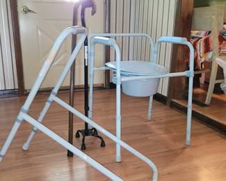 Handicap aids - canes, bedside commode, bed handrail