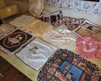 Pillow covers in various shapes and sizes.