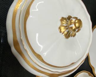 Complete Set of beautiful white China with Gold Edging