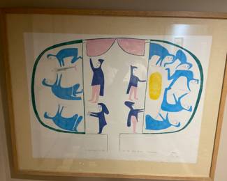 Framed Signed and Numbered by JESSIE OONARK Inuit Artist, 1982 "Two Rooms inside the Igloo" 6/35