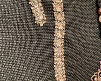 Taxco Mexican Necklace and Bracelet Sterling