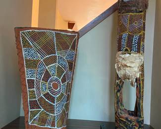 Tiwi Bark Basket Bark with Pigments and Fiber. Tiwi Aboriginal Pole