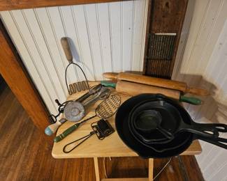 OLD cookware and kitchen items