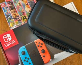 Nintendo Switch, games and case