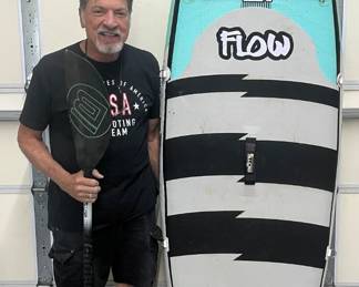 Dale is advertising our paddle boards!