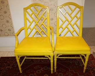Chippendale yellow bamboo chairs