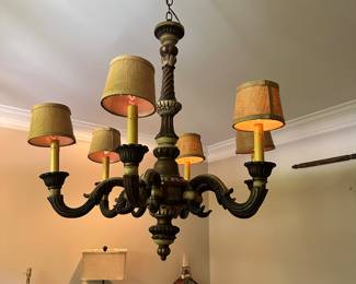 Vintage European wooden chandelier