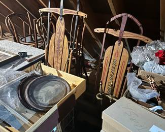 Vintage wooden sleds
