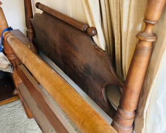 Antique wood bed, headboard, footboard and side rails. Rustic, ranch style!