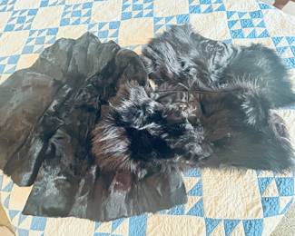 Vintage (2) capelet black furs and a swing cape.