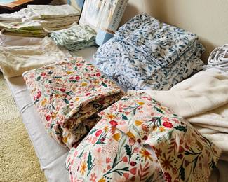 Twin and queen bedding, new and vintage.