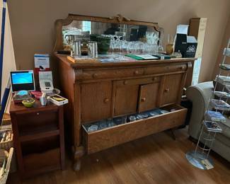 Antique Oak Buffet, Stemware