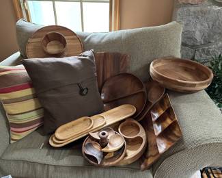 Chair, Pillows, Wood Ware