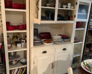 Red Dishes, Cook Books, Cabinets