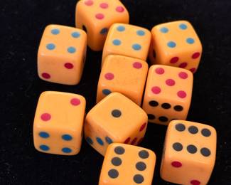Butterscotch Bakelite tri-color PIP dice 