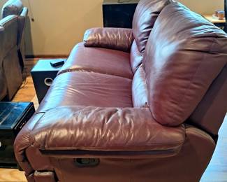 Burgundy loveseat recliner
