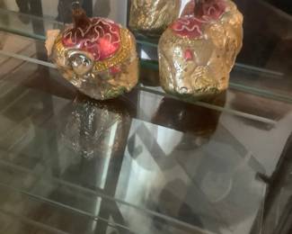 Old glass elephant ornaments 2@10.00