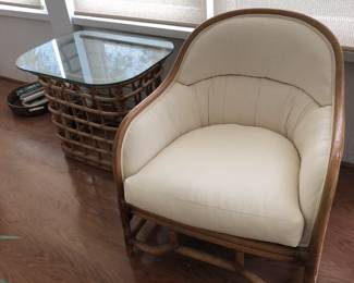 Lovely rattan chair and glass top table