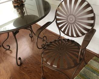 Francois Carre Metal Chair and Table circa 1930's "Sunburst of Iron"