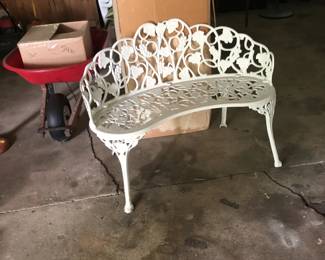 one of 3 outdoor metal benches