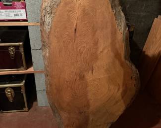 Live Edge Redwood Slab - Approximately 50in by 26in.
