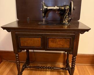 Vintage National Sewing Machine in Cabinet