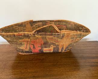 Vintage Coiled Basket from Sonora Mexico. 21in L | 10in W at the top.