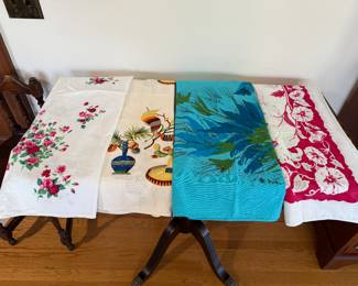 Vintage Cotton Table Cloths (Wilendur, Vera, and Morning Glory with Red Border)