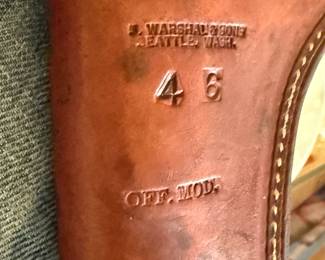 Leather Holster marked Warshac & Son | Seattle Wash | 46 | OFF. MOD. | 6